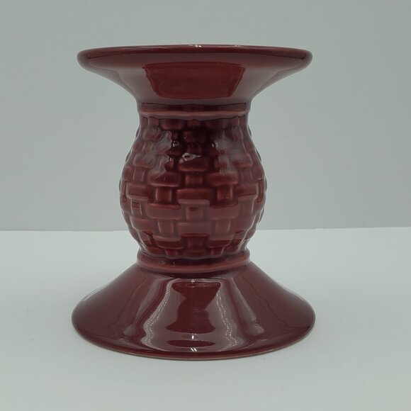 Longaberger Pottery Paprika Pillar Candle Holder Red Candleholder Candle Stick - Picture 2 of 5